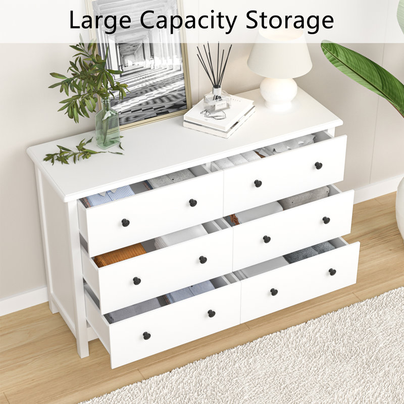 Nalea 47.2 W 6 Drawer Dresser White